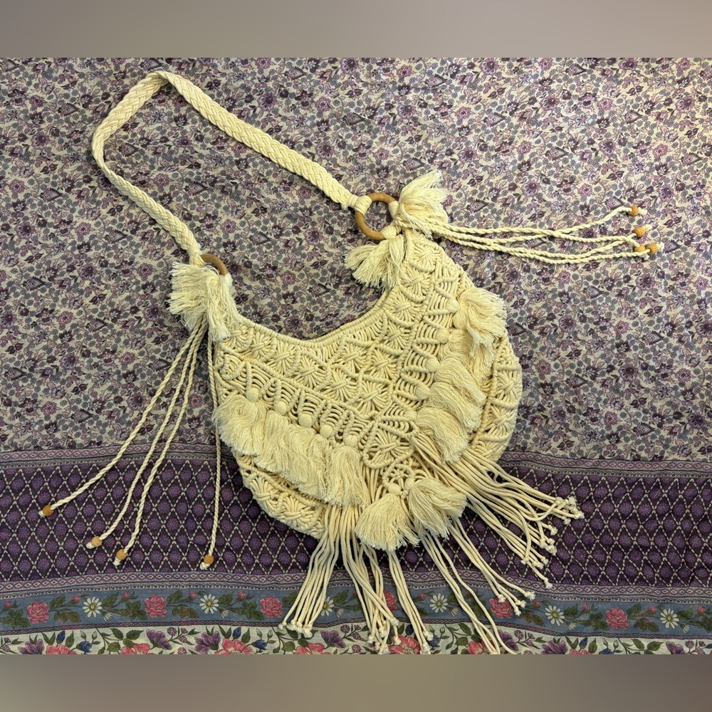 Spell Flora Macrame Bag Natural